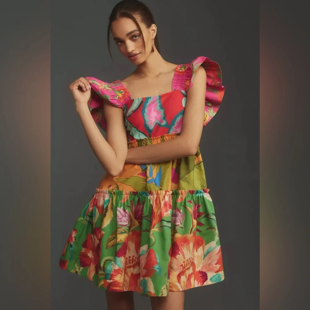 NEW Farm Rio Foliage Mix Mini Dress